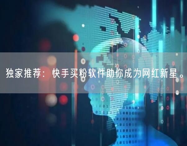 独家推荐:快手买粉软件助你成为网红新星。