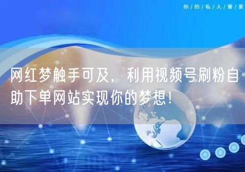 网红梦触手可及，利用视频号刷粉自助下单网站实现你的梦想！